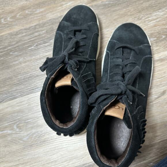 UGG Cali High Fringe Men’s 10 Black Suede High Top Sneakers Casual Lace Up Shoes main image 8